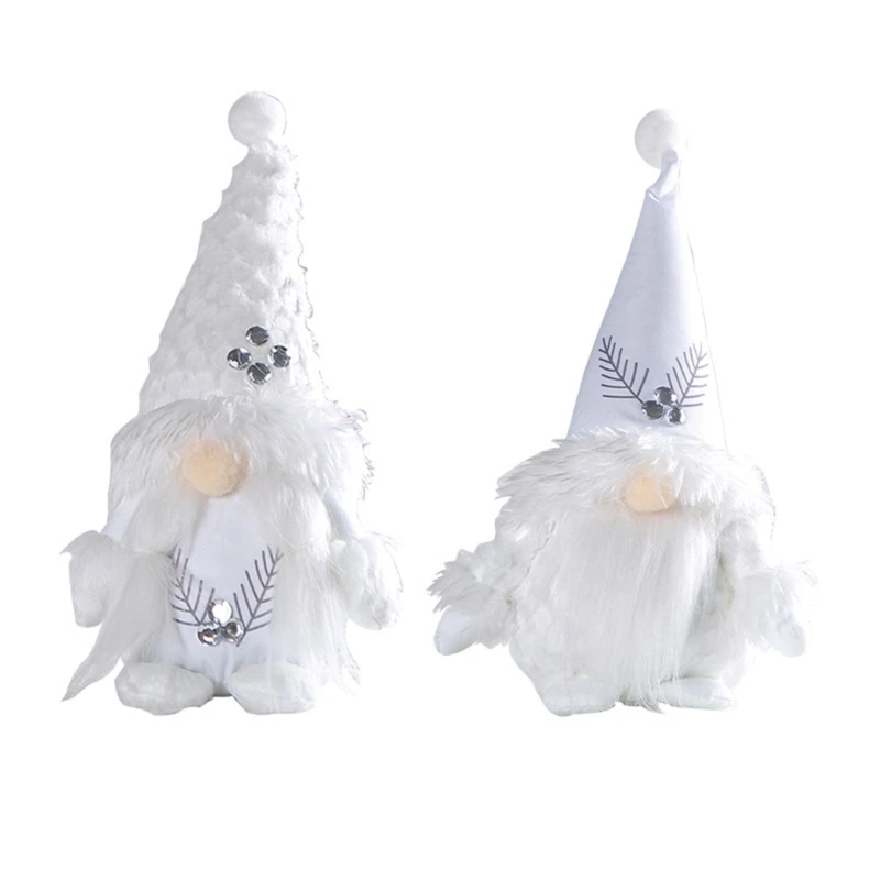 

Christmas White Gnome Dwarfs Ornament Tiered Tray Decor for Christmas Festival Party Kitchen Dining Table Dropship