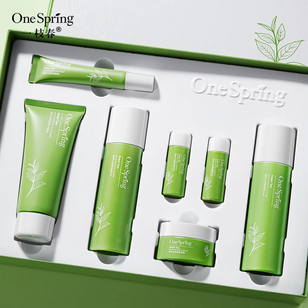 

Refreshing Skincare Set Green Tea Emulsions Serum Toner Cleasing Milk Moisturizing Whitening Cream Beauty Facial Products Kit P