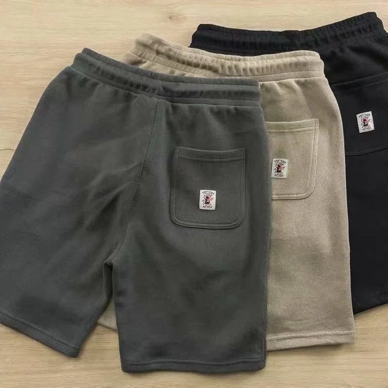 

Men's Shorts 2022 Summer Heavy Knitted Shorts Men's Retro Sports Casual Pants Trend Drawstring Loose Five-point Pants Men