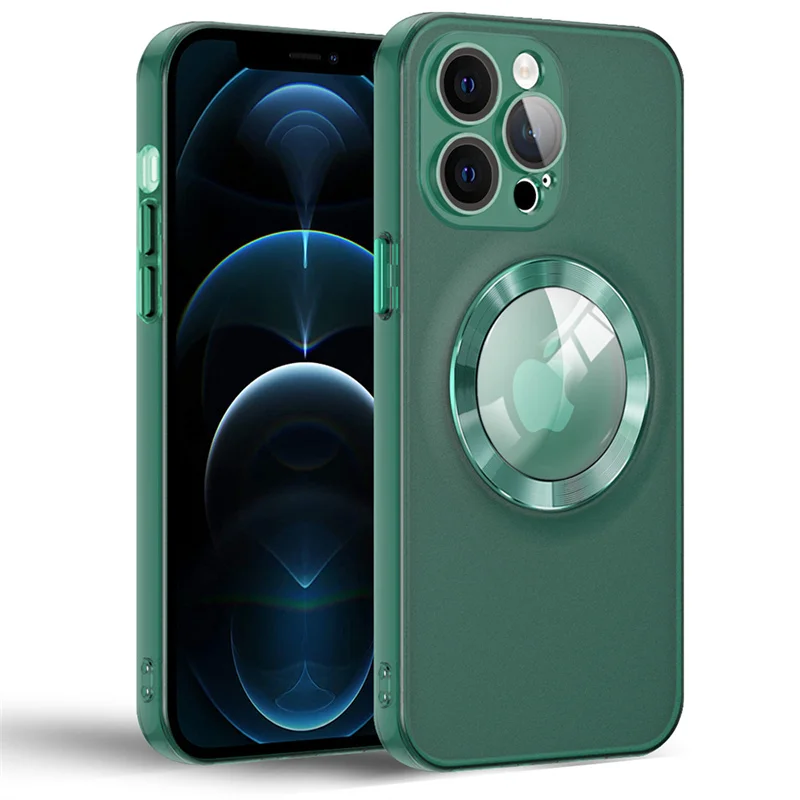 

Translucent Matte Logo Hole Magnetic For Magsafe Case For iPhone 14 13 12 11 Pro Plus Max Wireless Charging Hybrid Armor Cover