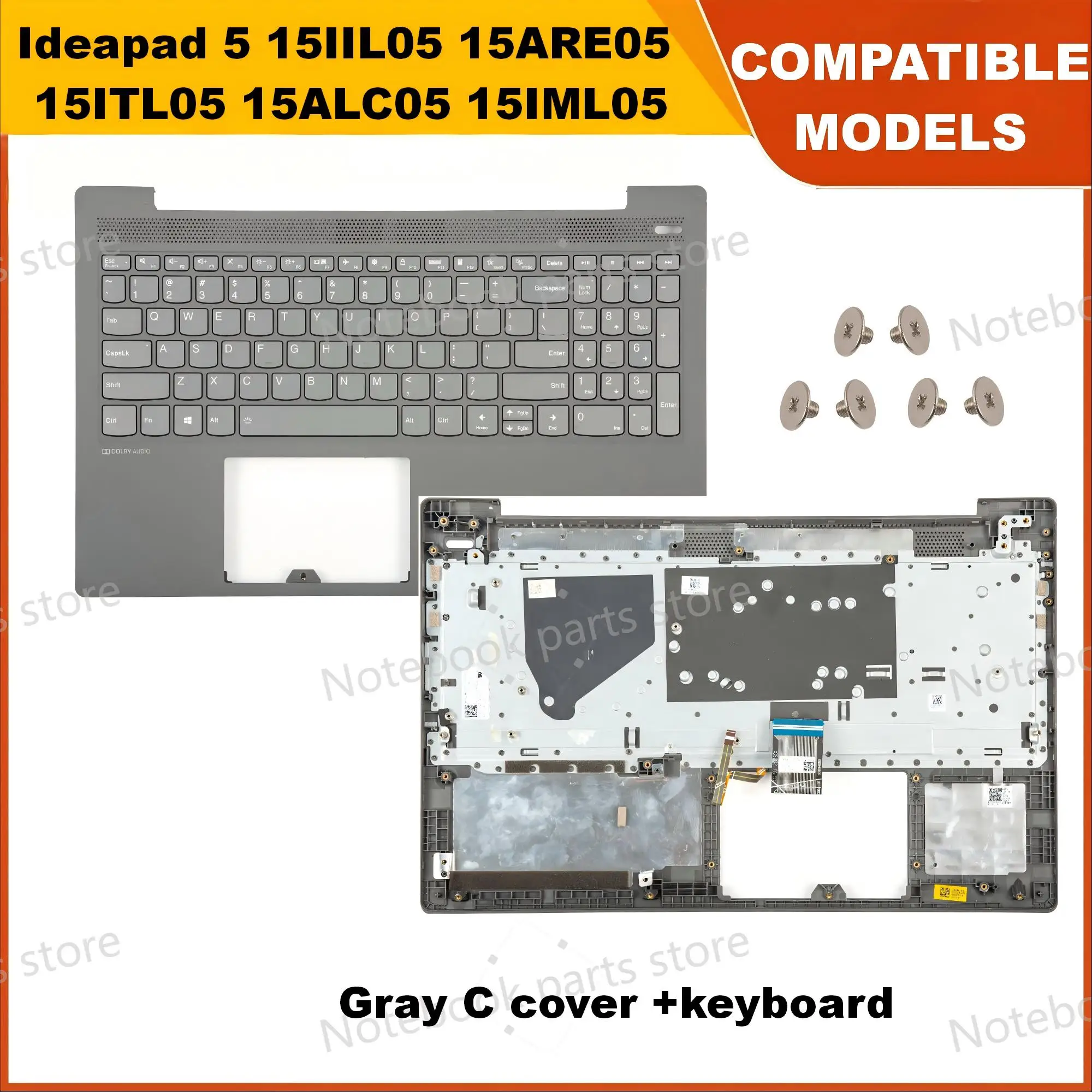 Фото Клавиатура с верхней частью для ноутбуков Ideapad 5 15IIL05 15ARE05 15ITL05 15ALC05 15IML05 GS557, 15.6 дюймов, с подставкой для рук №4