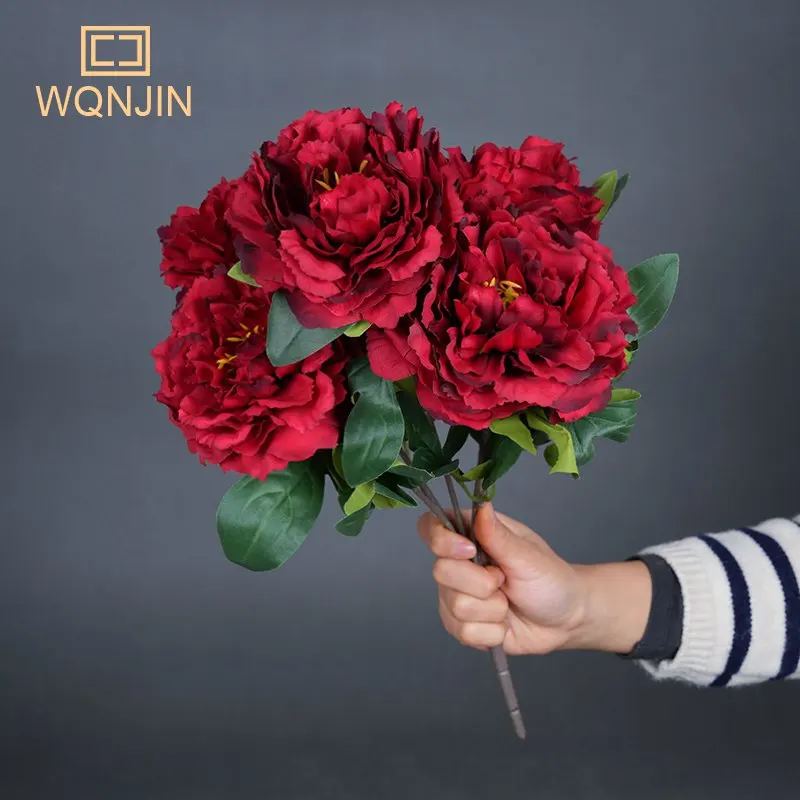 

Искусственные пионы WQNJIN, 5 головок