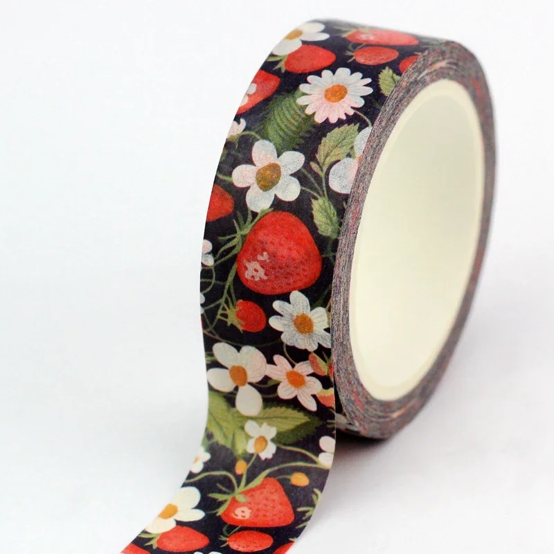 

Декоративная лента GREATHOPE WASHI TAPE красная клубника и белые цветы