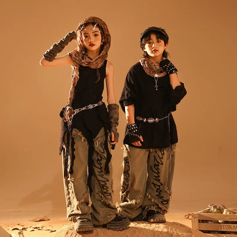 Новые детские костюмы для уличных танцев в стиле хип-хоп свободные топы девочек