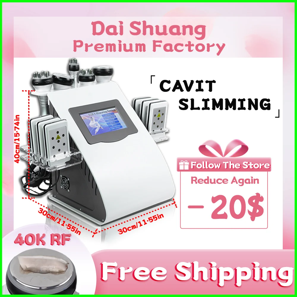 

RF 40K Cavi Lipo 6 in 1 Vacuum Laser Radio Frequency Slimming Ultrasonic Liposuction Cavitation Machine For Spa Anti-wrink