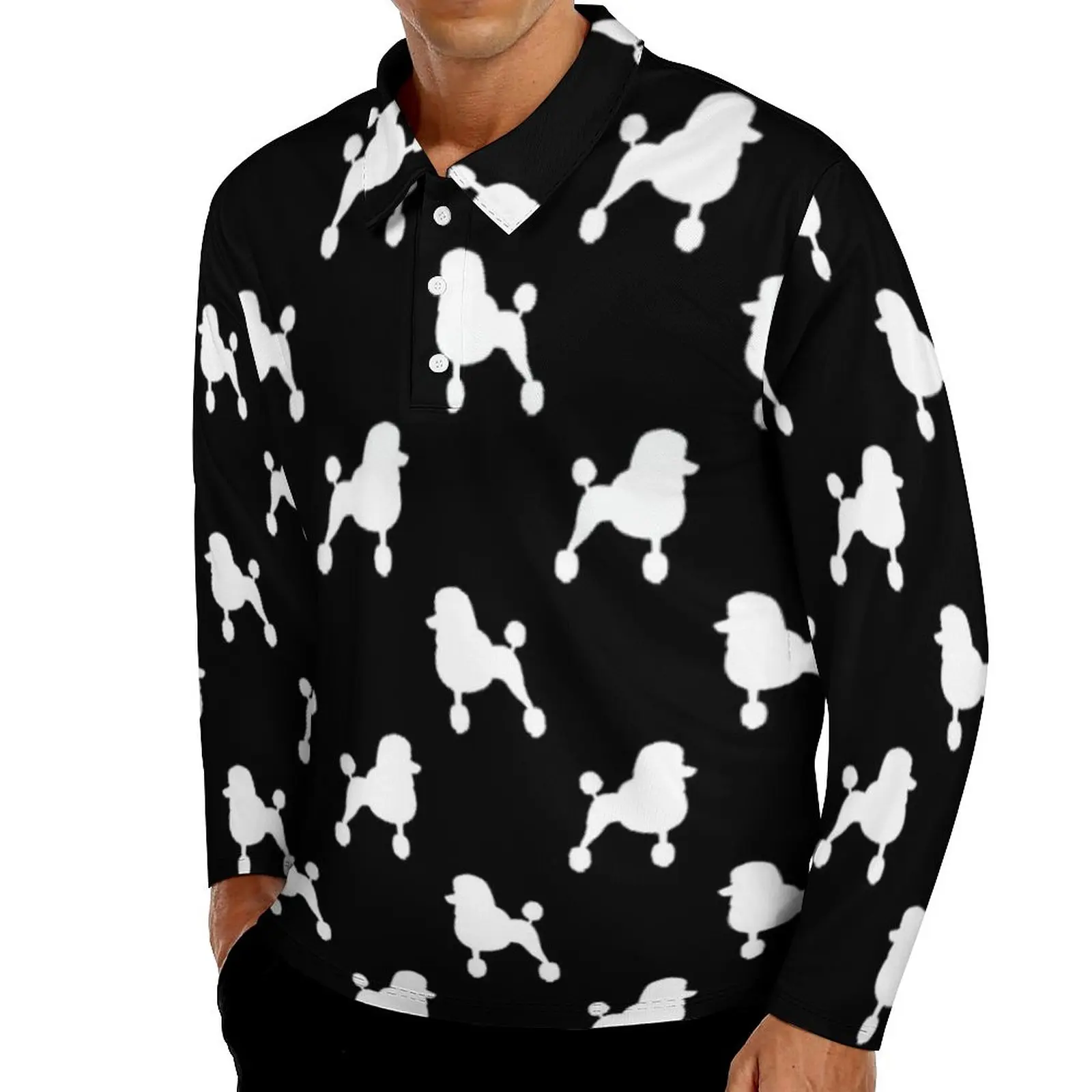 

Рубашка-поло с длинным рукавом, с принтом собаки