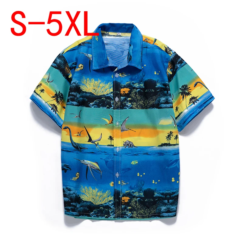 

Festive Carnival Short Sleeve Shirt Men Summer Fashion Mens Hawaiian Shirts Seagull Print Casual Beach Aloha Shirt Plus Size 5XL