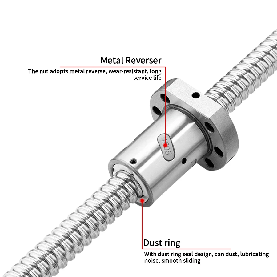Высокоточный шариковый винт C7 с поясной гайкой обработанный концом