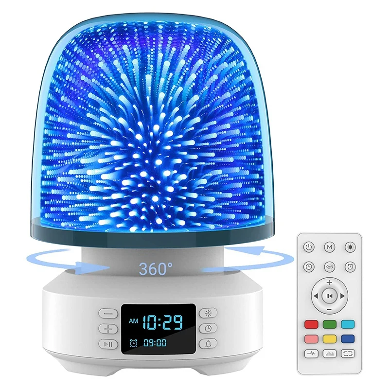 

Night Light Bluetooth Speaker,360°Rotation 3D Effect Glass Starry Nightlight with Remote Control,Bedside Lamps