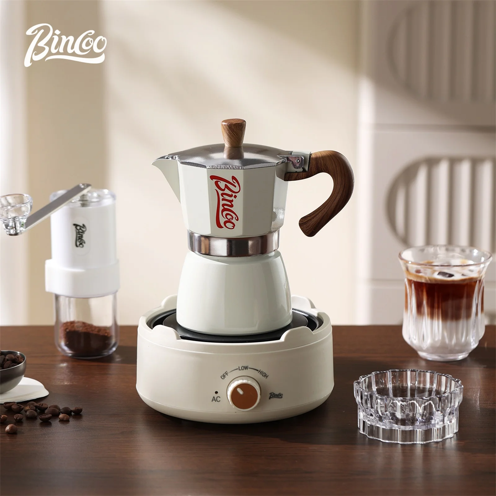 Комбинированная кастрюля Bincoo Moka и электрическая плита для приготовления эспрессо Компактная конструкция для небольших помещений для приготовления кофе насыщенного итальянского стиля (art.: 3920d414bd736) - 3920d414bd736
