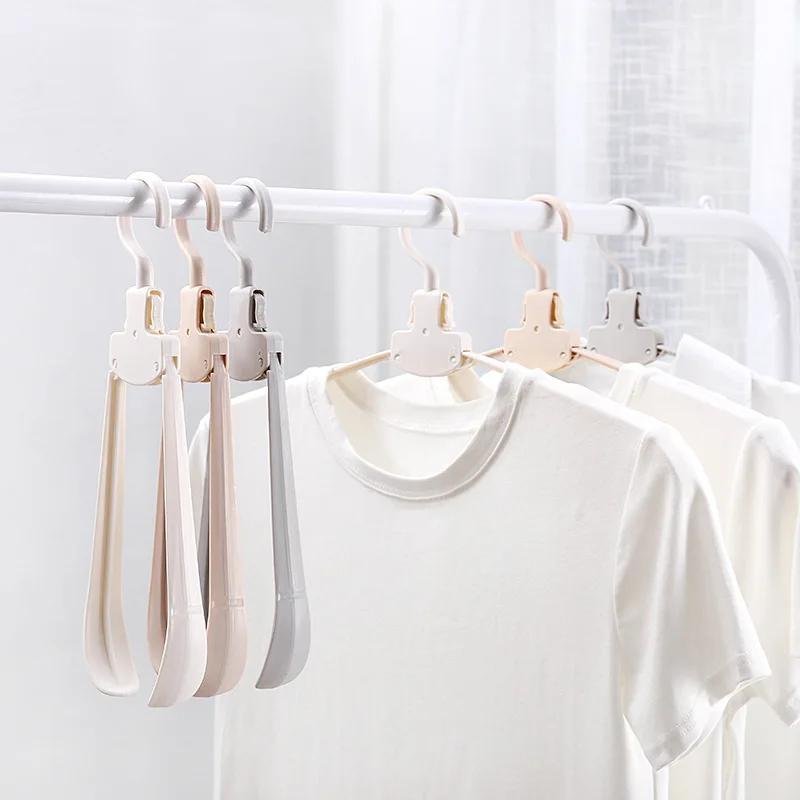 

5 PCS Portable Clothes Rack Folding Travel Clothes Hanging Non-Slip Wide Shoulder No Trace Adult Clothes Rack Space Saver