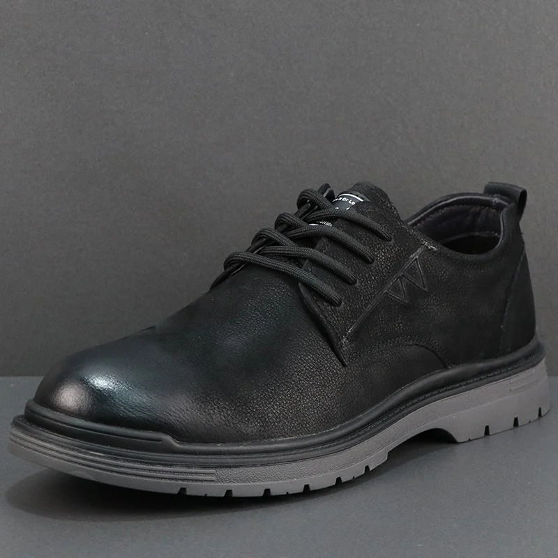 

Мужские полуботинки из натуральной кожи, с низким берцем