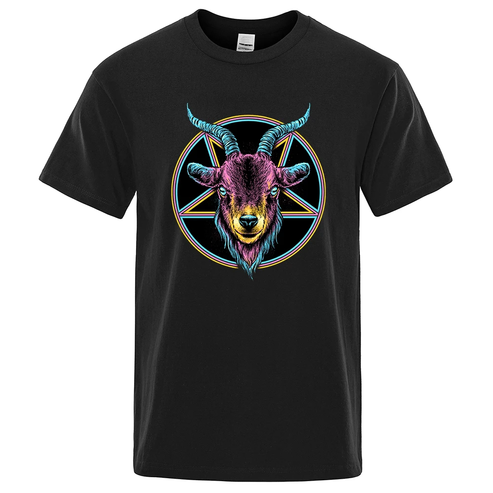 

Five-Colored Sheep Head Tshirts Men Creativity O-Neck T Shirts Cotton Summer Tops Cartoon Loose Street Mens Breathable Clothes