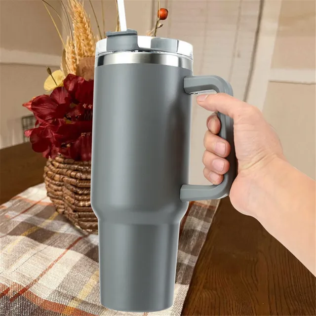 40 oz Tumbler With Handle Insulated Mug With Straw Lids Stainless Steel Coffee Termos Cup In-Car Vacuum Flasks Bottle with logo 6