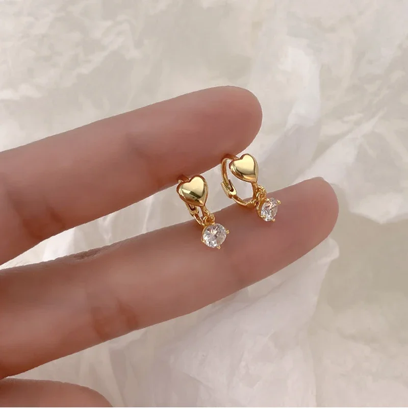 

Cute Romantic Minimalist Zircon Hoop Earrings Gold Silver Color Buckle Women Noble Elegant Banquet Female Jewelry Accessories