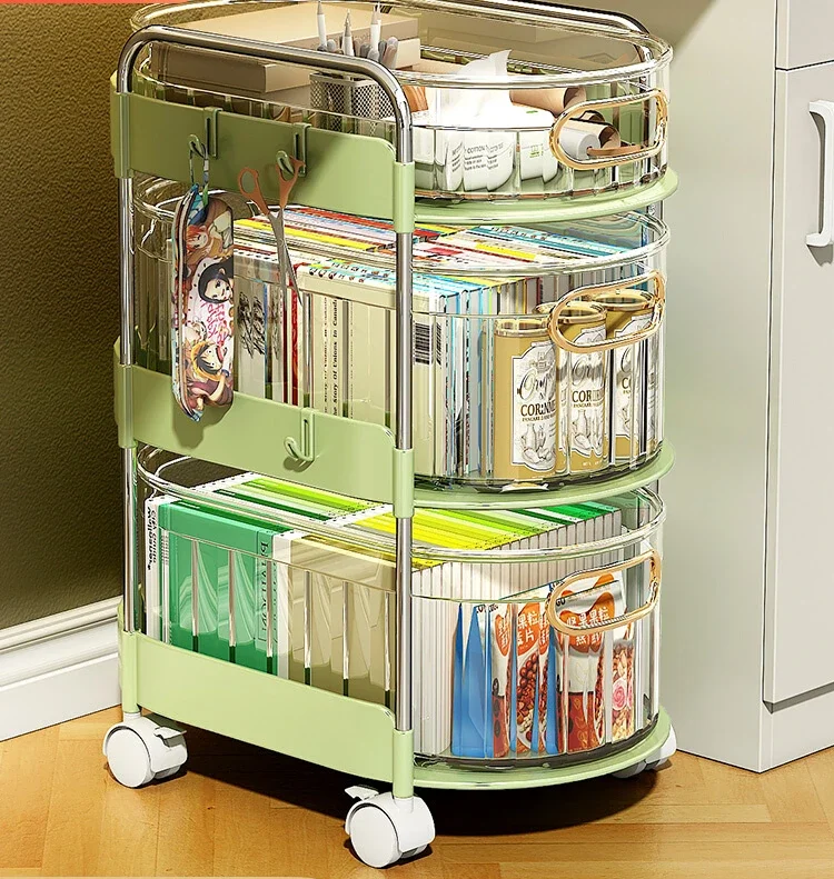 

under-Desk Bookshelf Movable Office Trolley Floor Desktop Storage Rack with Wheels