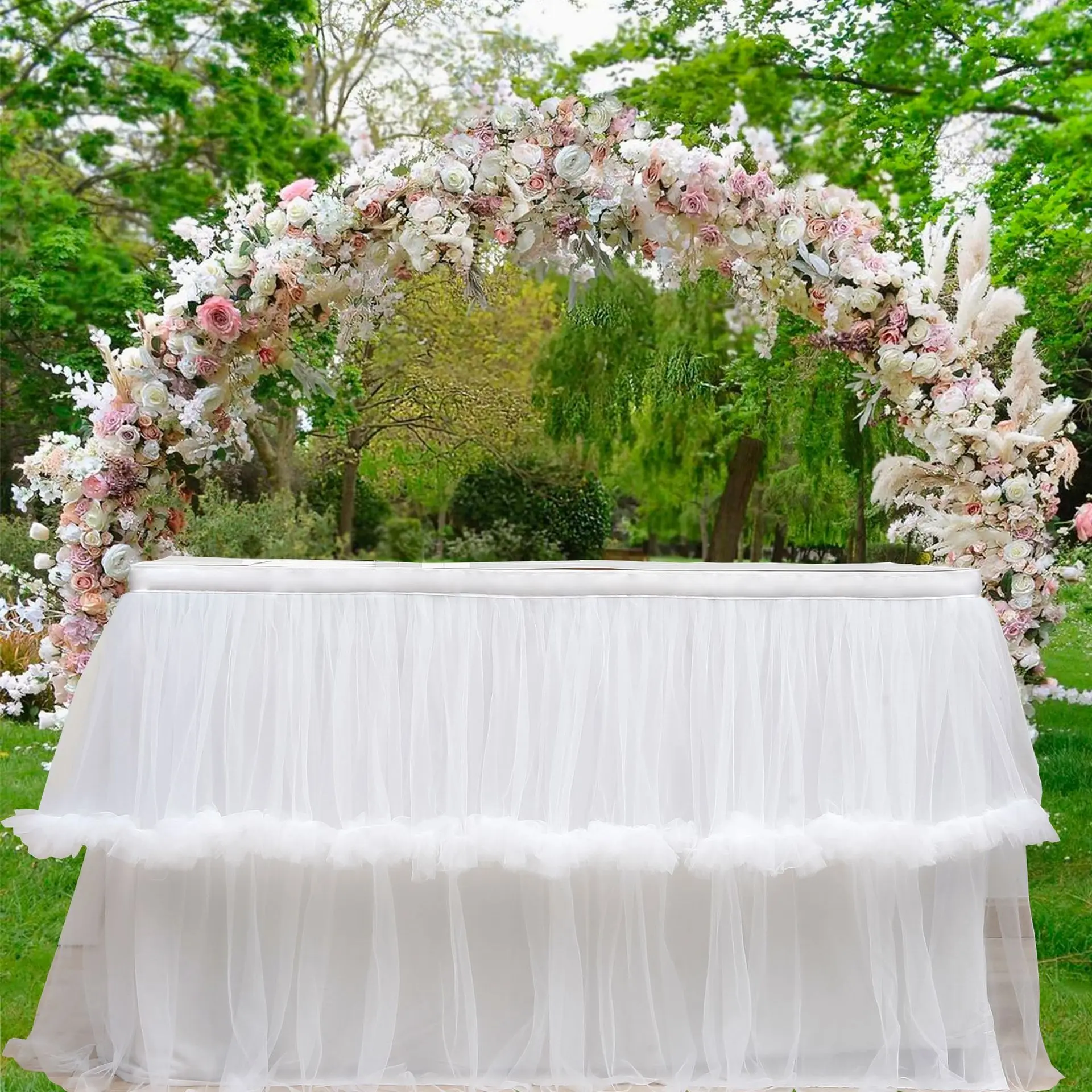 

Tulle Table Skirt Dessert Reception Tutu Decoration Table Cover for Wedding Baby Shower Birthday Banquet Party Home Table Skirt