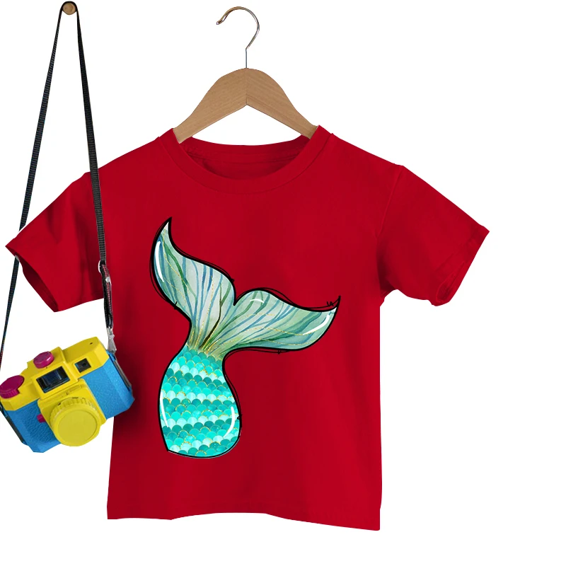 

Mermaid's Tail T-Shirts Boys Girls Vintage Animal Summer TShirts Casual Fashion Children's Clothing Kids Cartoon Animal T-Shirts