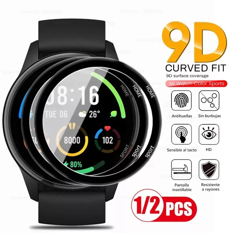 

sports watch 1-2Pcs 9d curved protective glas for mi watch color sports edition soft fiberglass screenprotector film smart acce