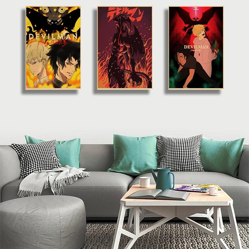 Японское аниме дьявол человек Cryers Постер ретро высокое качество Художественная