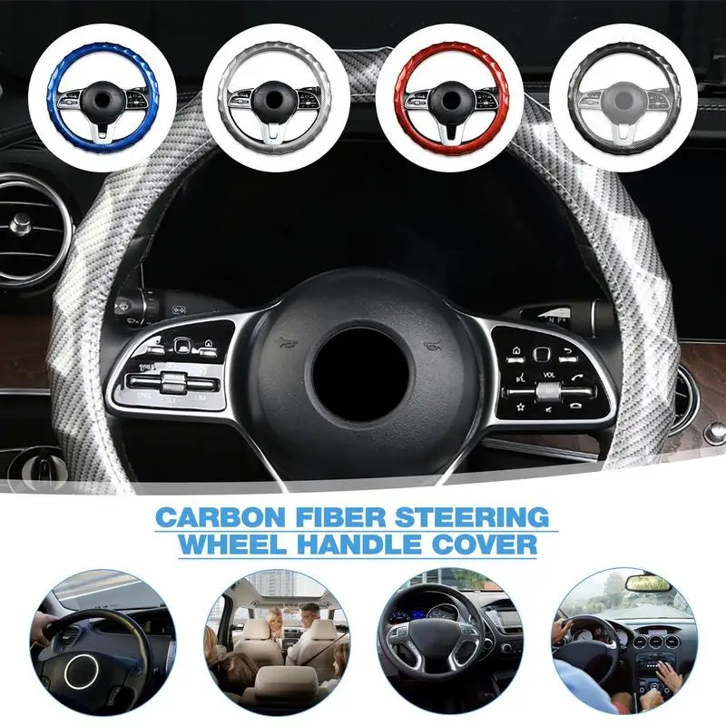 

Universal Fashion Car Steering Wheel Cover Universal Car Wheel Carbon Fiber Shield Auto Steering Wheel Cover Protector For Cars