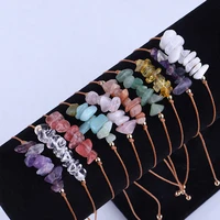 irregular crystal natural chip stone bracelets for women men adjustable rope chain bracelet citrines quartzs wristband