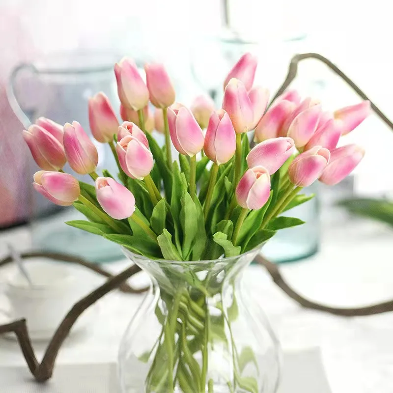 

10PCS Real Touch Sylikonowe Tulipany Flores Artificiales Decoracion Hogar Silicone Artificial Tulip Flower