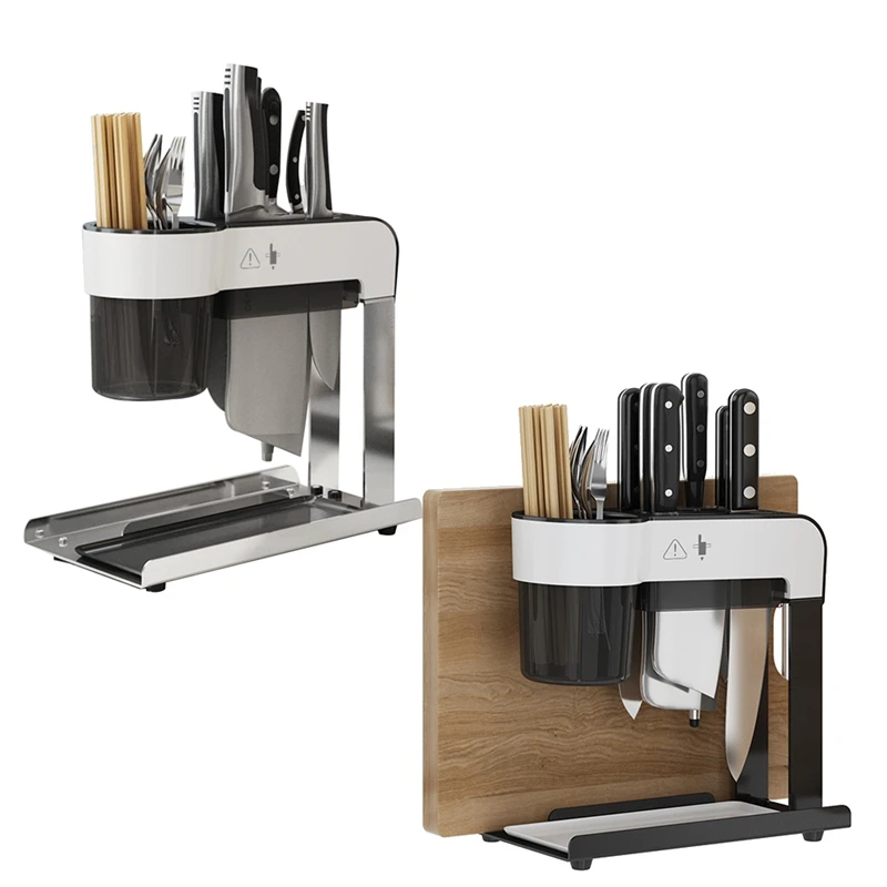 

Stainless Steel Kitchen Shelf Countertop Knife Board Rack Chopsticks Cutting Board Knives Storage And Finishing Shelf