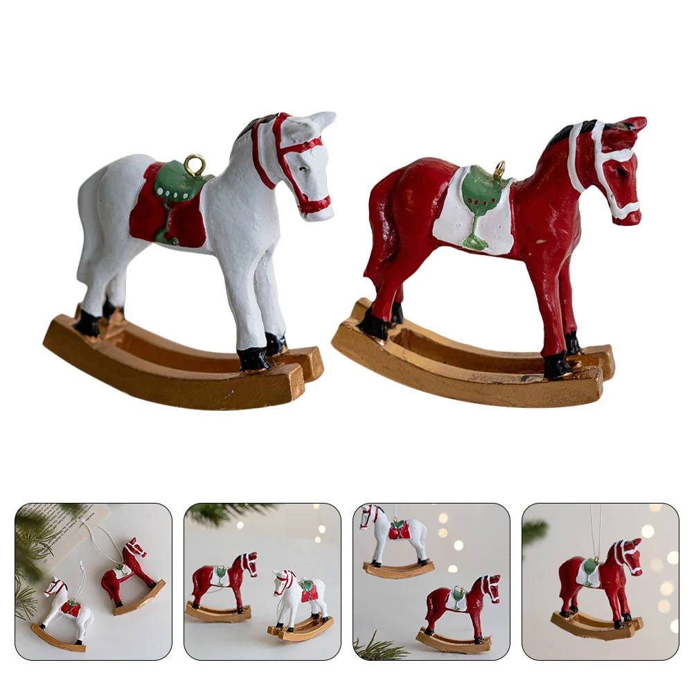 

2pcs Christmas Tree Horse Pendant Ornament Xmas Tree Horse Hanging Decoration