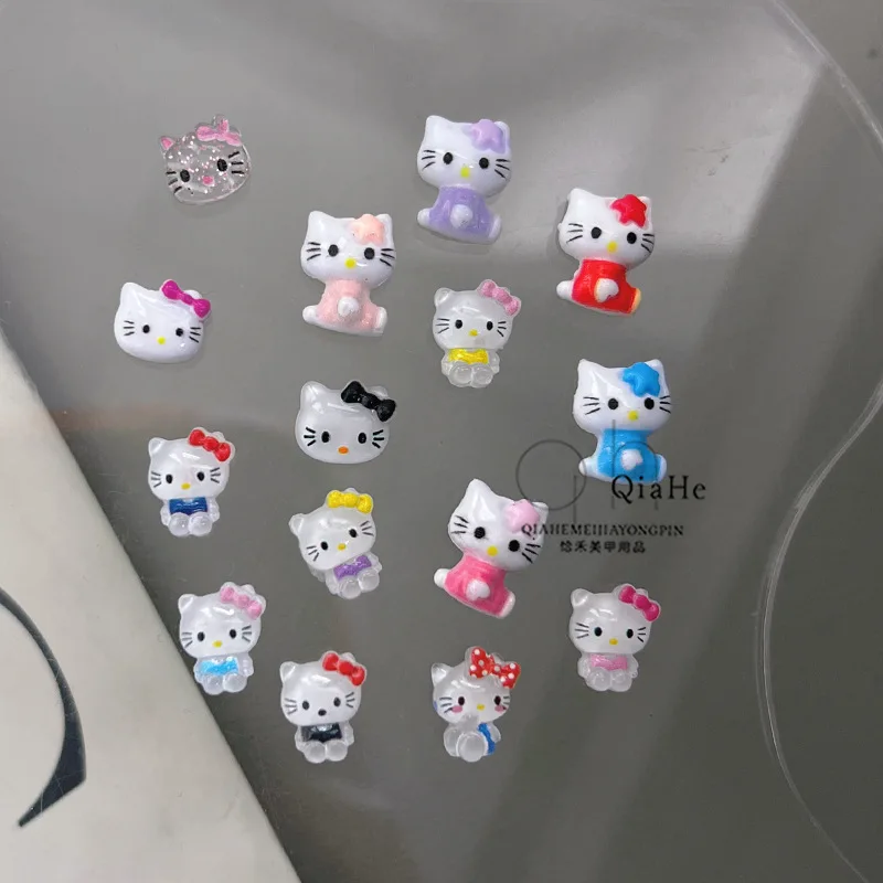 

20Pcs Kawaii Nail Accessories Sanrio Hellokittys Cute Anime Spicy Girl Homemade New Jewelry Diy Decoration Resin Toy Wholesale