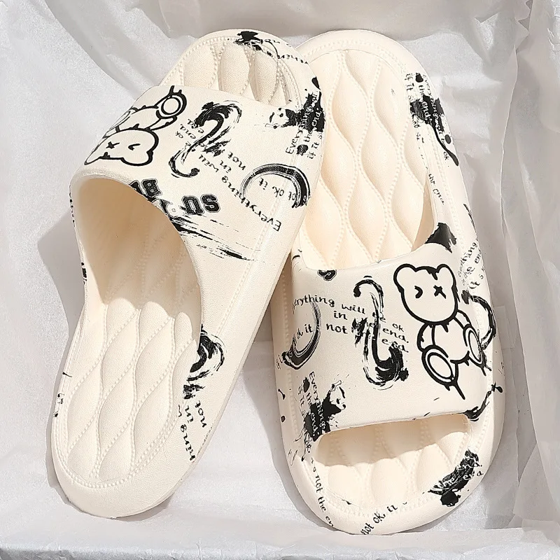 New Fashion Sandals Women Thick Platform Slippers Soft Sole EVA Non-Slip Home Bathroom Slides Men Summer Flip Flops Beach Shoes