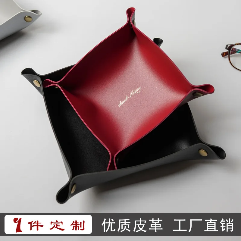 

Leather Organizer Desktop Tray Key Plate Home Decoration Organizador Dice Tray Key Wallet Coins PU Leather Folding Storage Box