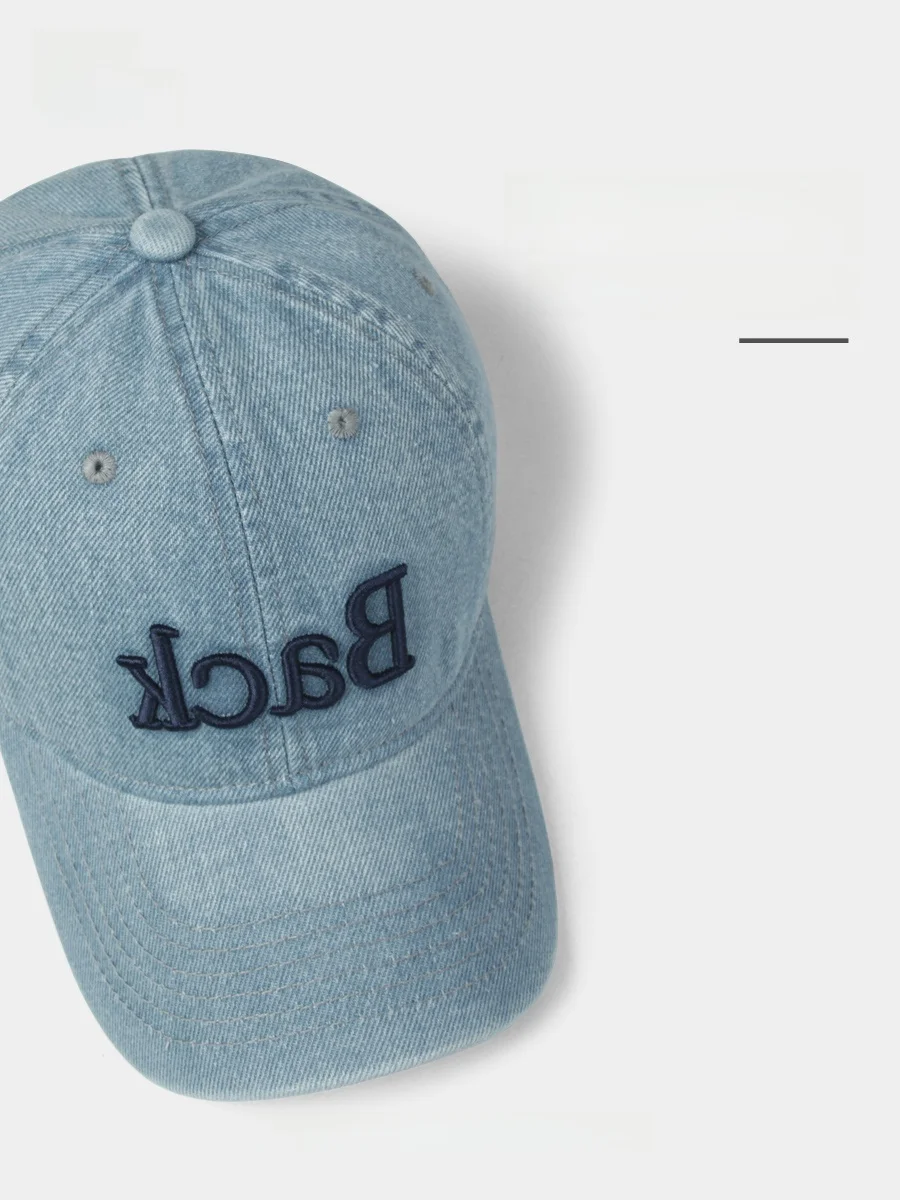 Американская джинсовая бейсболка в стиле ретро с потертостями женская летняя