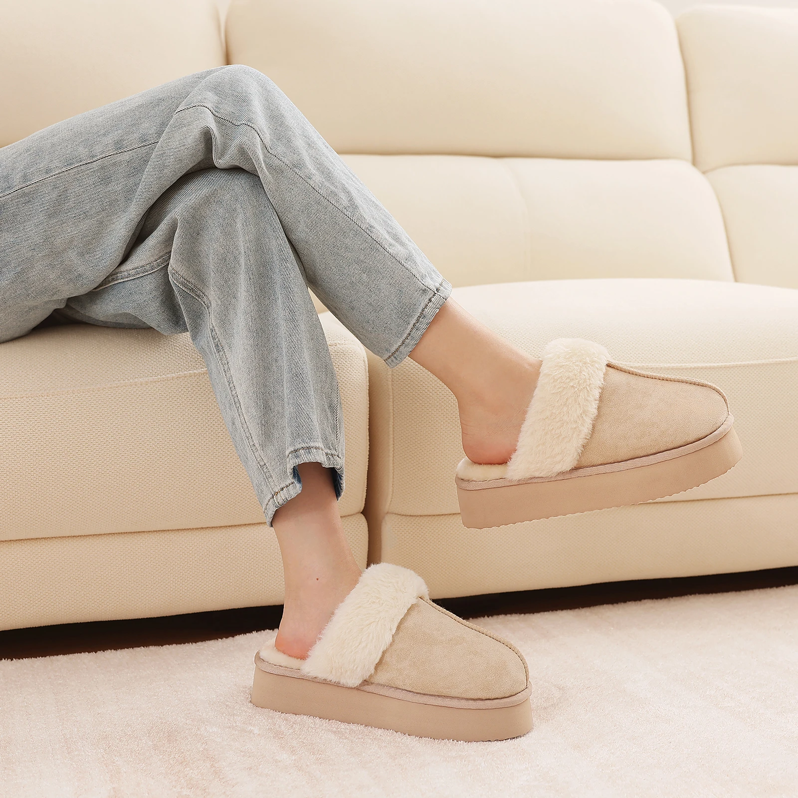 Crestar/женские нечеткие тапочки на платформе новые женские зимние домашние толстой