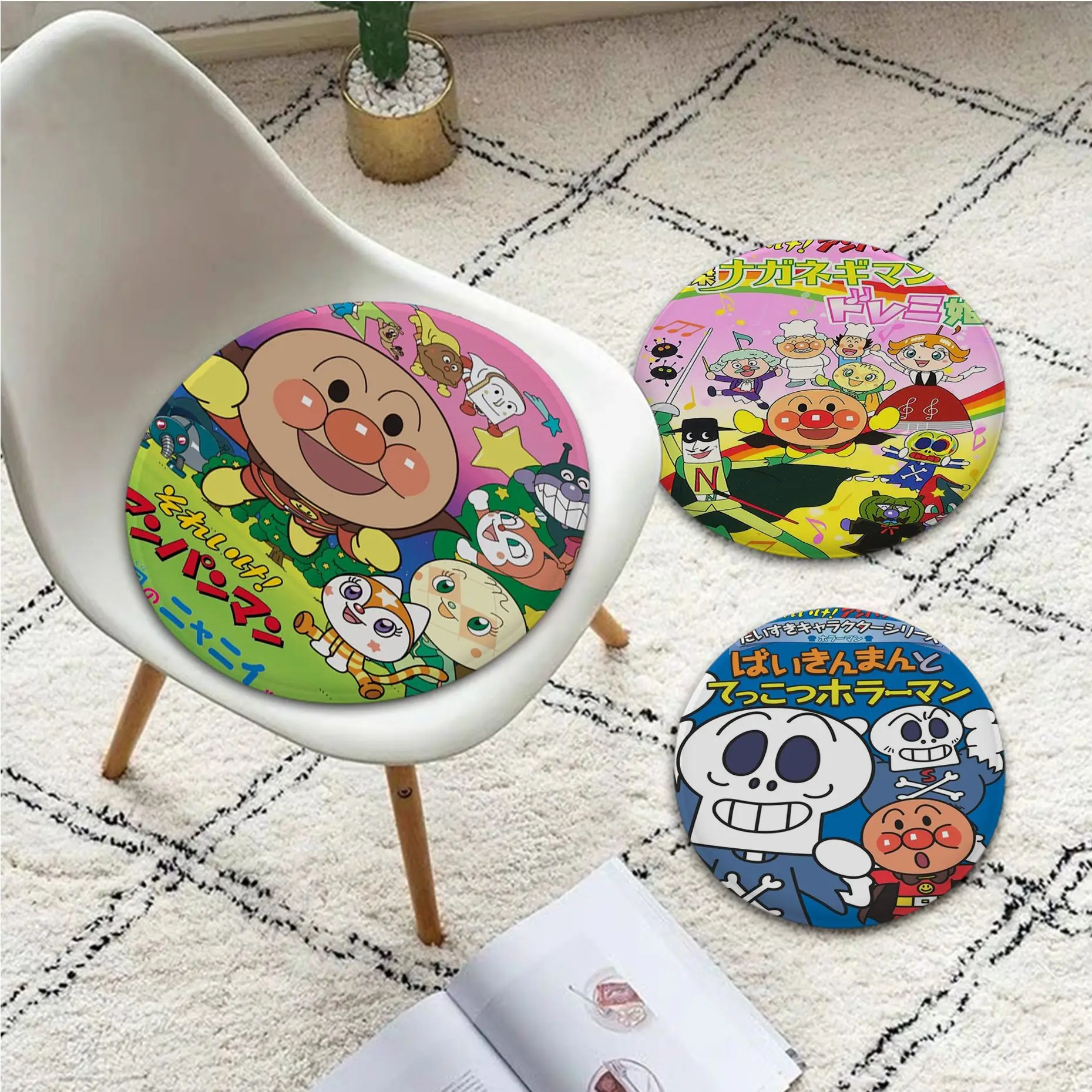

Bandai Anpanman European Fabric Cushion Non-slip Living Room Sofa Decor Students Stool Tatami Office Chair Cushions