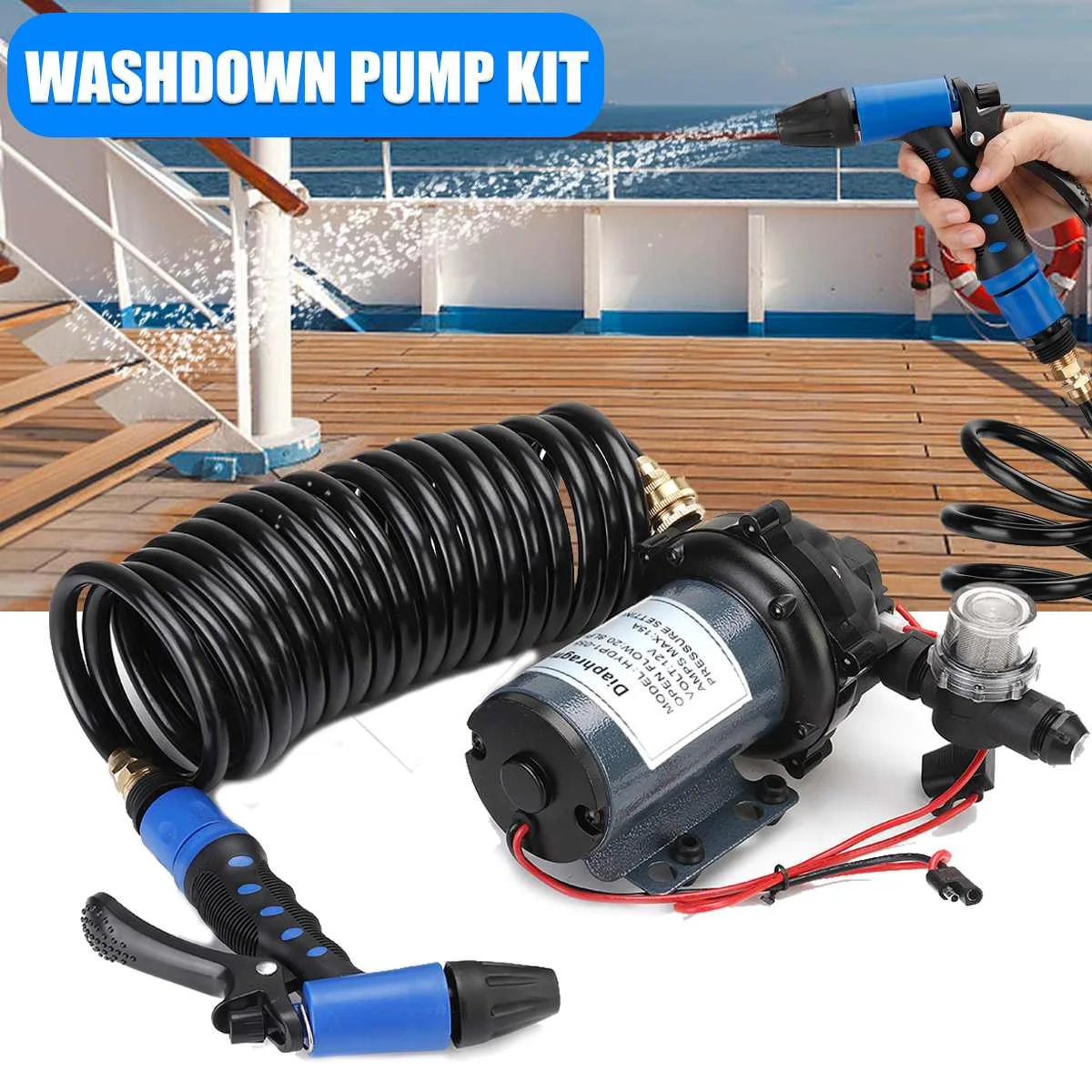 

5.5 GPM Washdown Pump Kit Heavy-duty Boat Diaphragm Water Pumps Marine Wash Pump DC 12V 70PSI