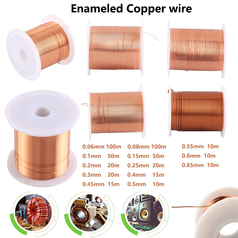 

0.06mm 0.08mm 0.1mm 0.15mm 0.2mm 0.25mm 0.3mm-0.65mm Cable Copper Wire Magnet Wire Enameled Copper Winding Wire Coil Copper Wire