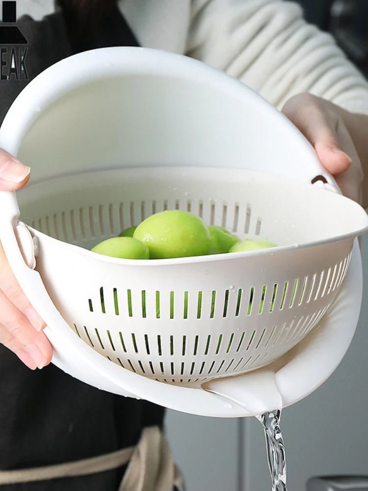 

Kitchen Silicone Double Drain Basket Bowl Washing Storage Basket Strainers Bowls Drainer Vegetable Cleaning Colander Tool
