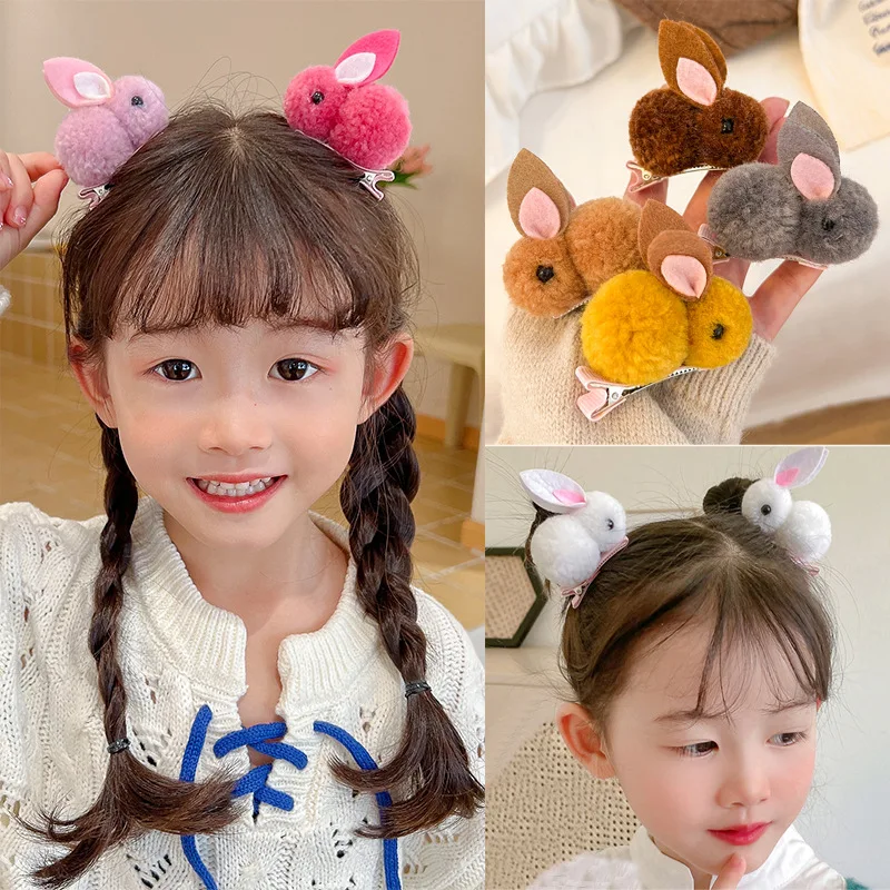 

New Plush Rabbit Hairpins Girls Cute Hair Clips Hair Accessories for Children Sweet Barrettes Kids Fashion Ornaments Gift