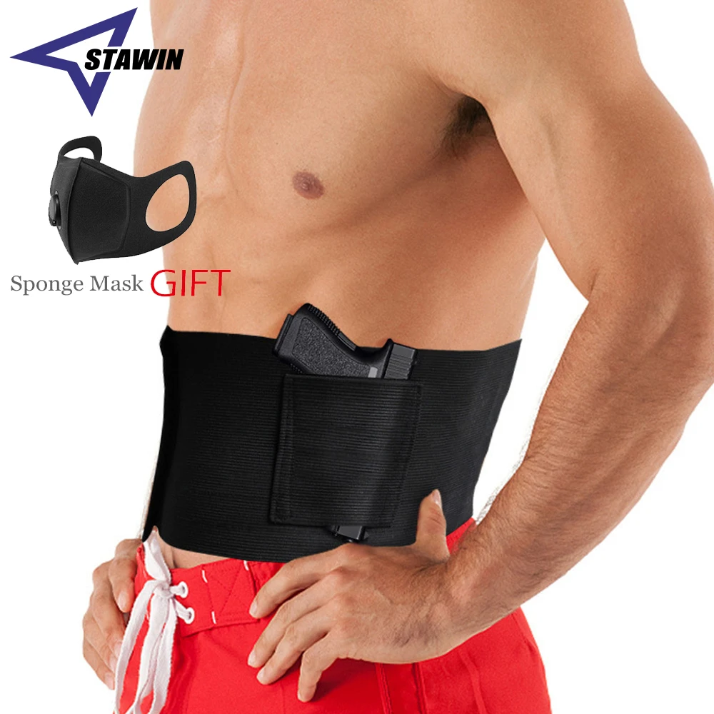 1PC Tactical Belly Band Concealed Carry Gun Holster Right-hand Universal Invisible Waistband Elastic Waist Pistol Holster Girdle