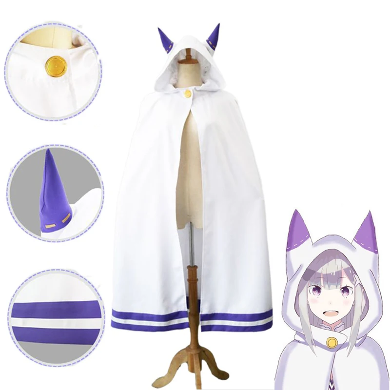 

Re:Life In A Different World From Zero Anime Emilia Cloak Cute Cute Rabbit Ears Coat Cosplay Costumes Party Role Play Costume