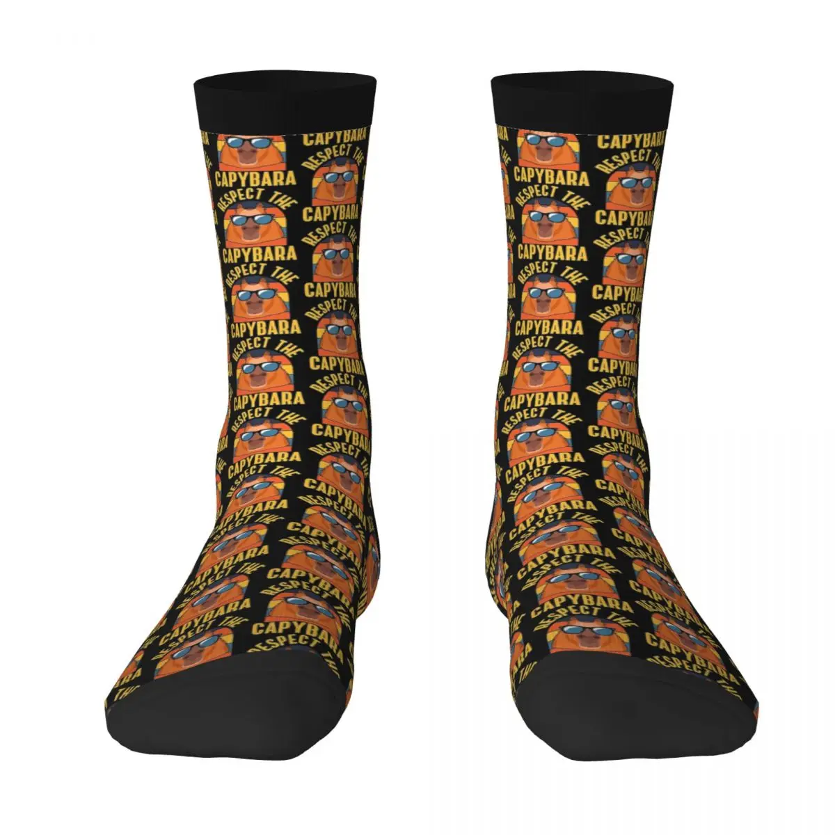 

Respect The Capybara Funny Largest Rodent Retro Vintage Socks For Men 5% Spandex Amazing Middle Tube Socks Thick Gift Idea