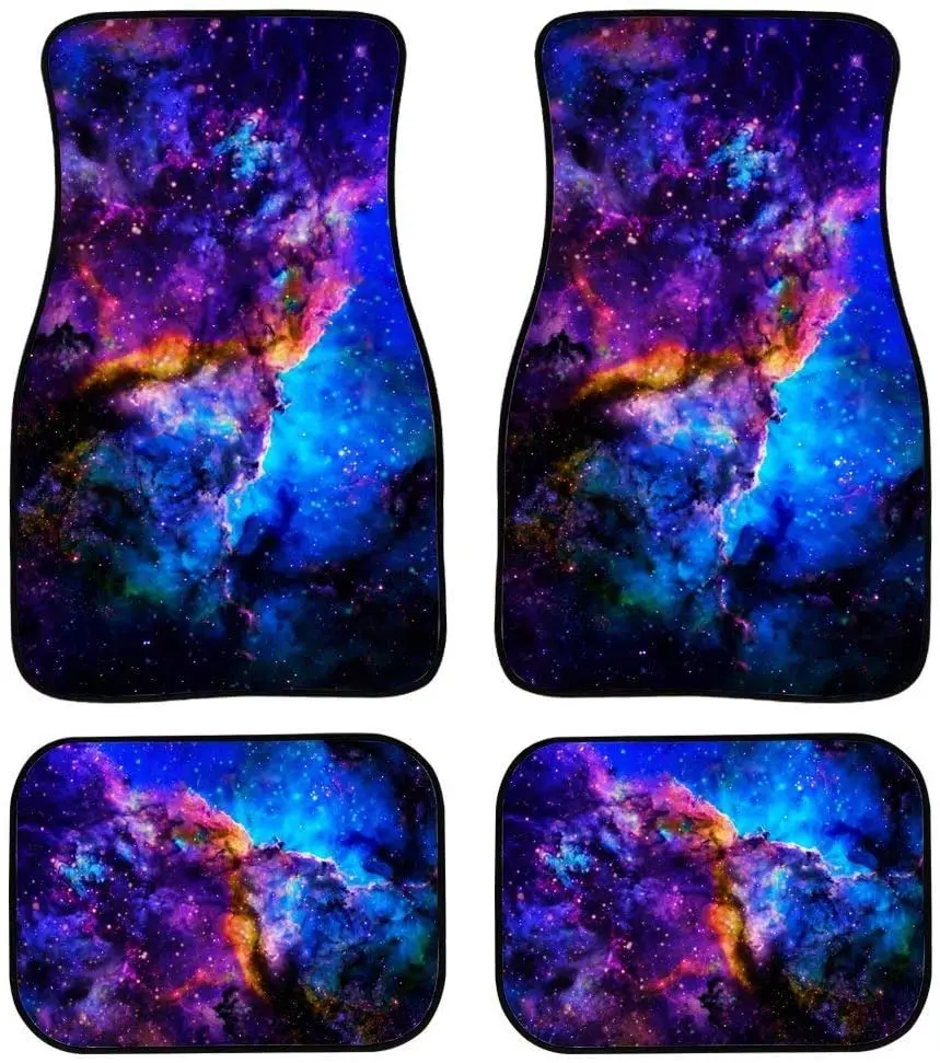 

chaqlin Customized Floor Car Mat Galaxy Design Universal Fit Car Floor Mats Holiday Decro Fit for SUV,Vans,sedans, Trucks,Set of
