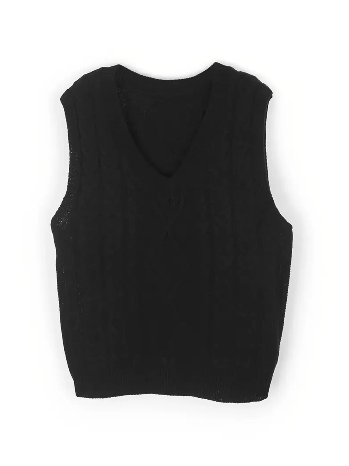 Зимне-осенняя одежда свитер жилет женский с v-образным вырезом текстурированный