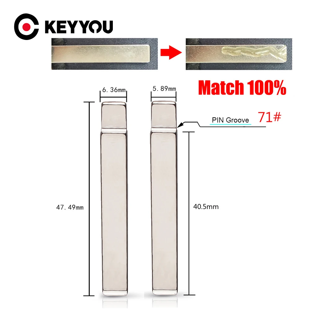 

KEYYOU с режущим сервисом, удаленным лезвием KD 71. # HU100 Заготовка для GMC Chevrolet Cruze Camaro Equinox для Opel Buick Оригинальный ключ