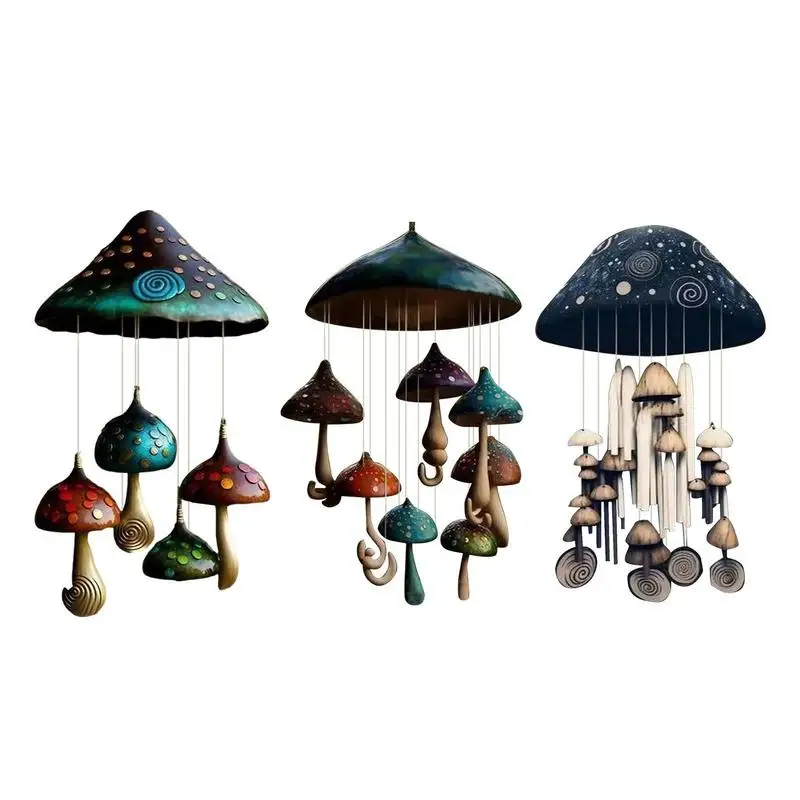 

Mushroom Wind Chimes Mushroom Campanula Handmade Art Unique Colorful Resin Mushroom Wind Chime For Outdoor Garden Decoration