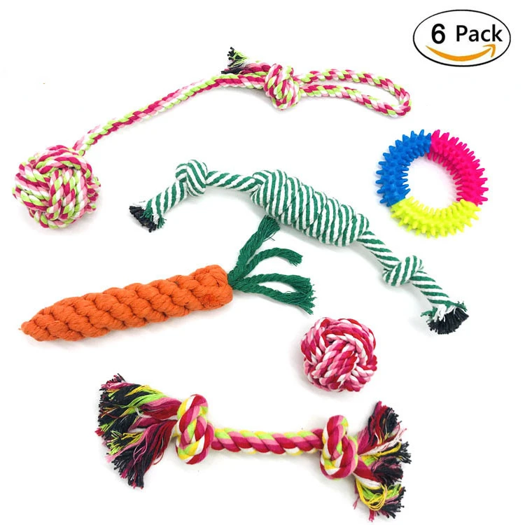 

Pet supplies chew cotton rope dog toys wholesale stock Amazon small dog set combination 6-Piece set