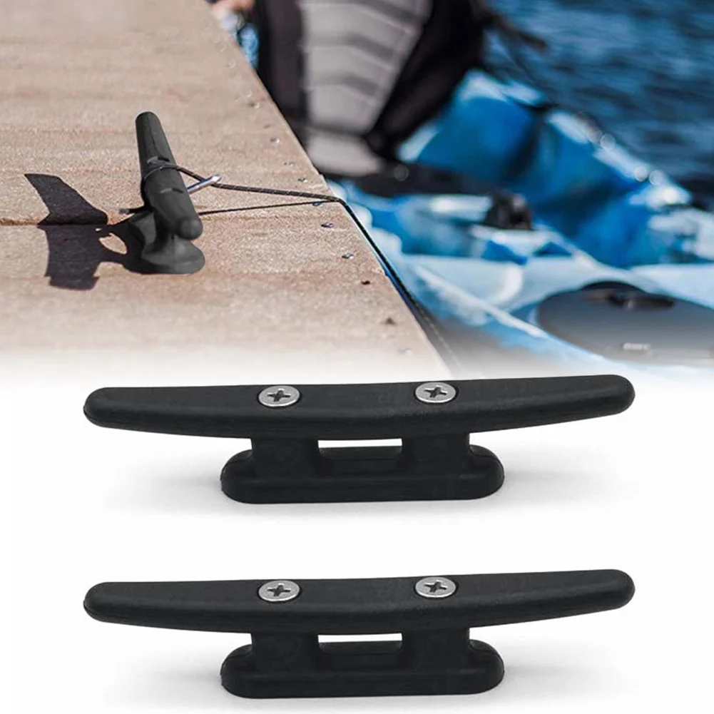 2pcs Boat Accessories Black Nylon 2 Hole Cleats - Marine Boat Deck Rope Ties Secure Dock Fix For Securing Rope Whilst Docking An