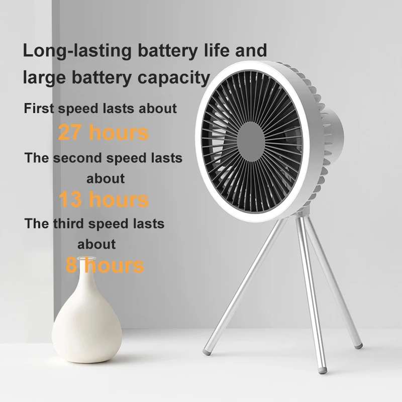 

Wireless Fan 10000mAh Tripod Camping Fan USB With Power Bank Light Rechargeable Desktop Portable Ceiling Electric Fan