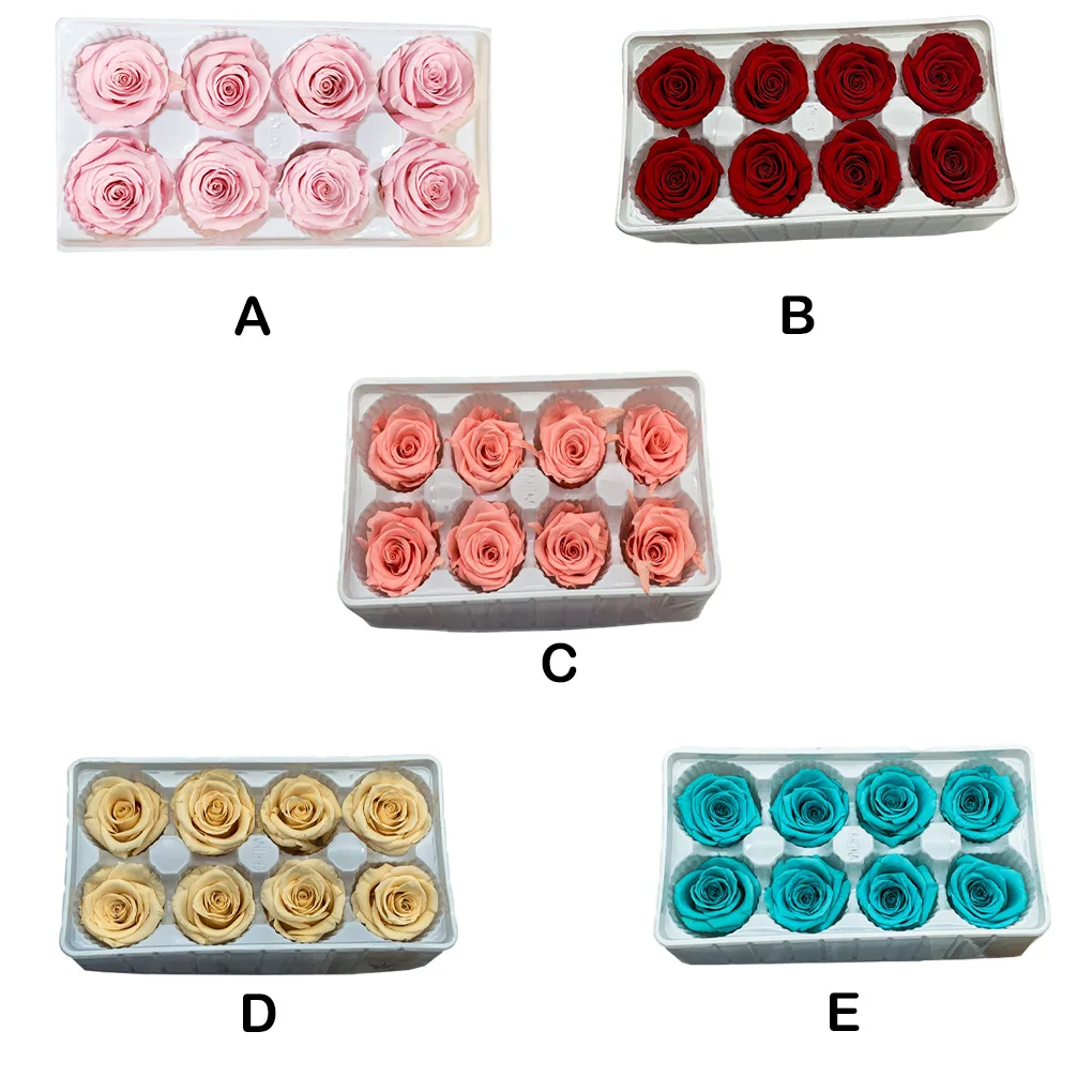 

8 Pieces Preserved Rose Box Eternal Flower Immortal Colorful Self-Assembly Birthday Gift for Anniversary Ornaments Pink